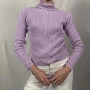Vintage Lavender Ribbed Turtleneck Sweater